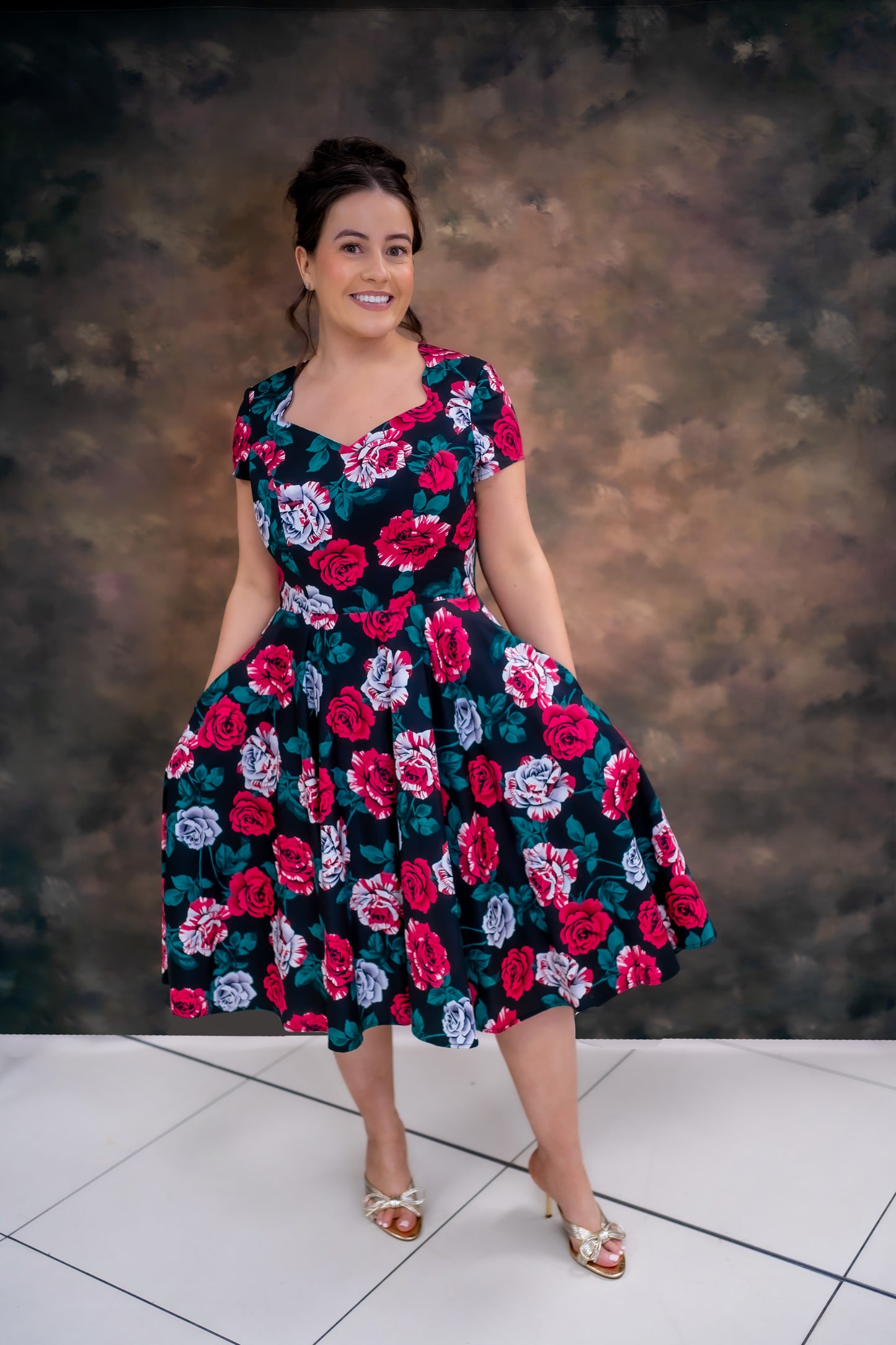 Hell Bunny Paint Me Roses Dress