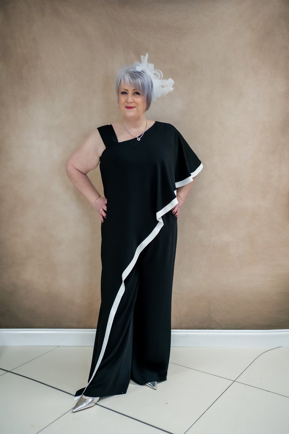 Lizabella Black Jumpsuit With White Trim