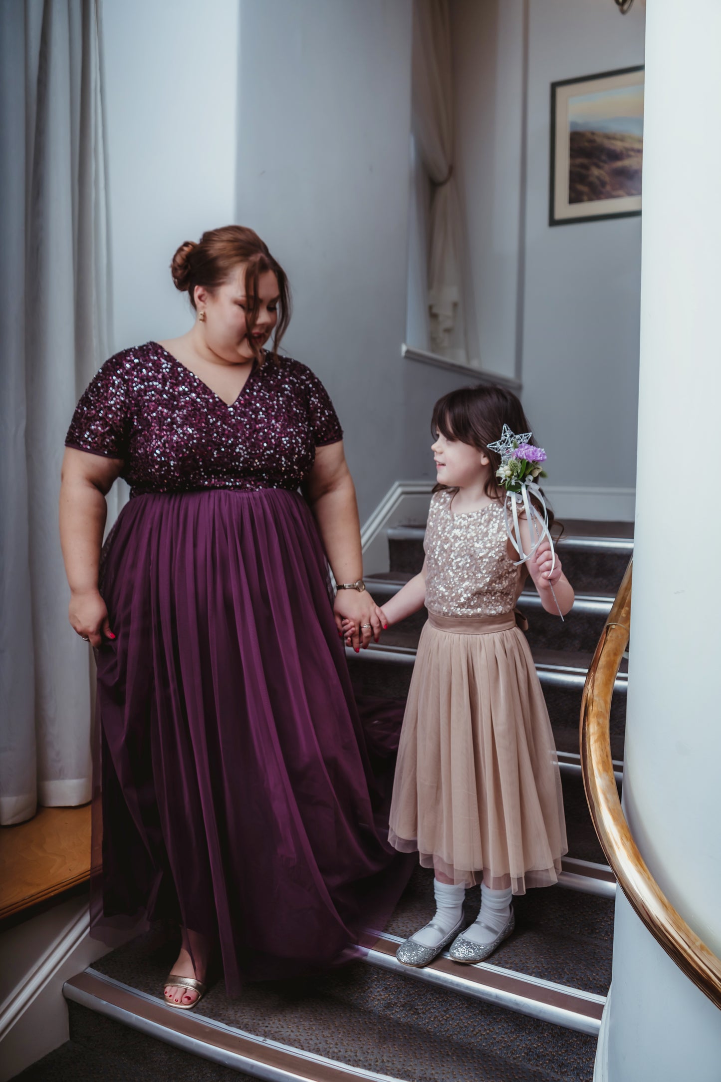 Maya Berry V Neck Embellished Maxi Dress