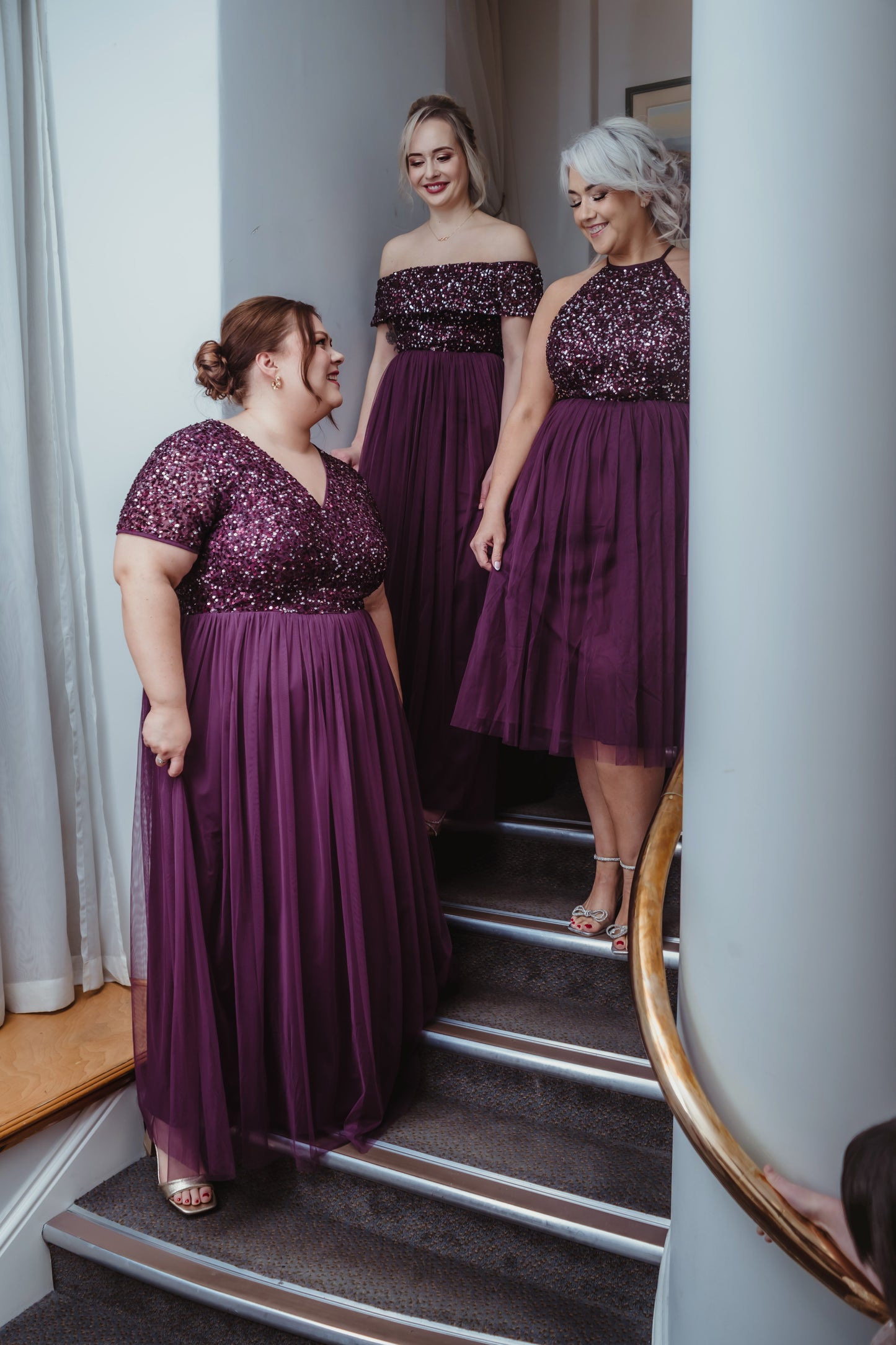 Maya Berry Embellished Bardot Maxi Dress