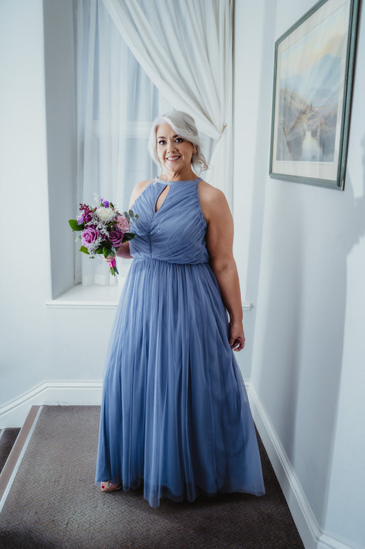 Anaya Slate Blue Halter Neck With Sash