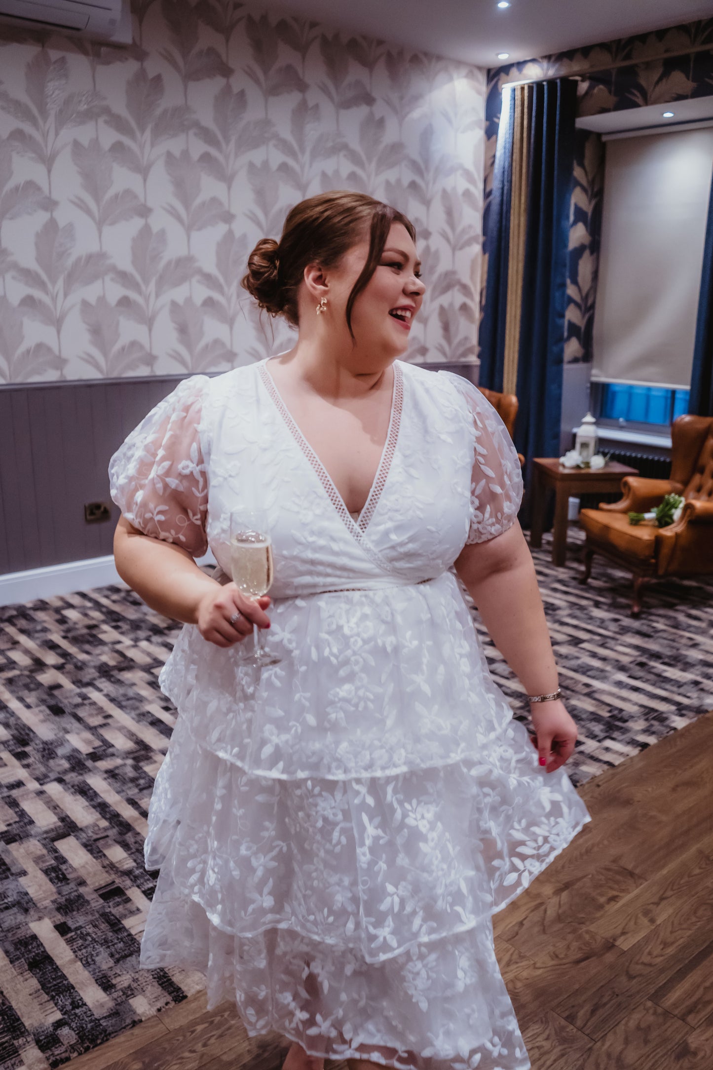 Maya White Floral Embroidered Tiered Midi Dress
