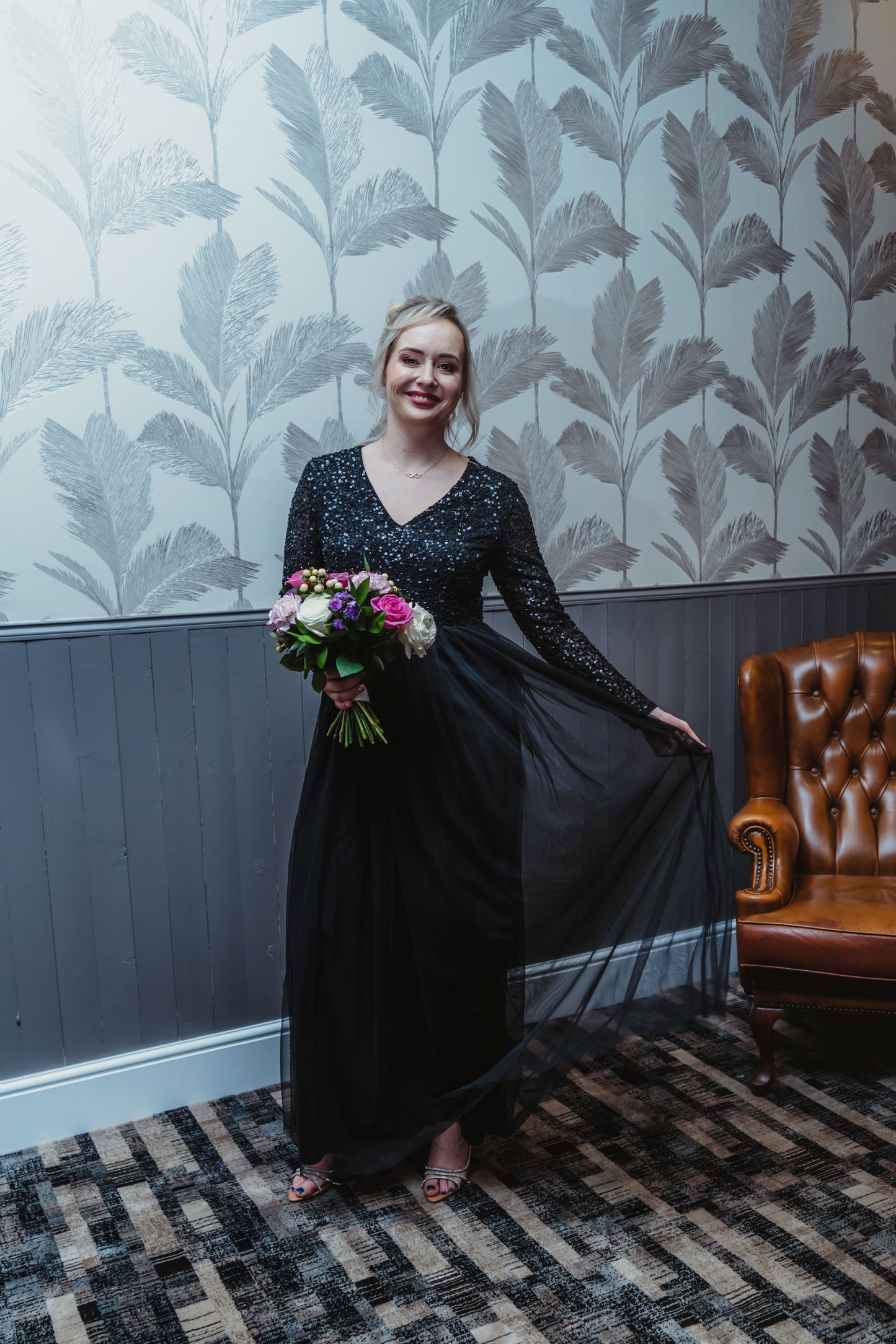 Maya Black Embellished Long Sleeve Maxi Dress