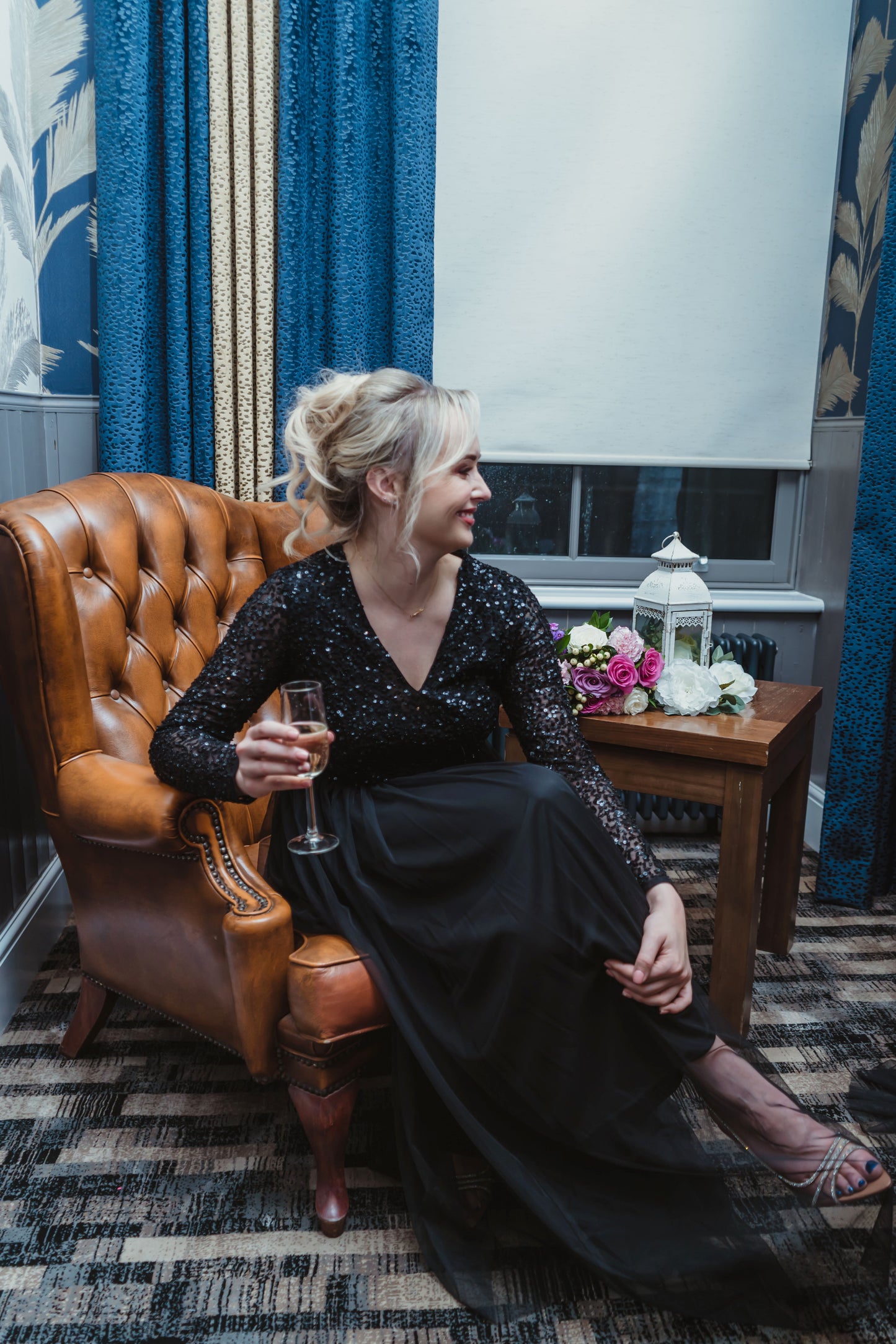 Maya Black Embellished Long Sleeve Maxi Dress