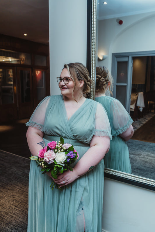 Anaya Frosty Green Faux Wrap Maxi Dress