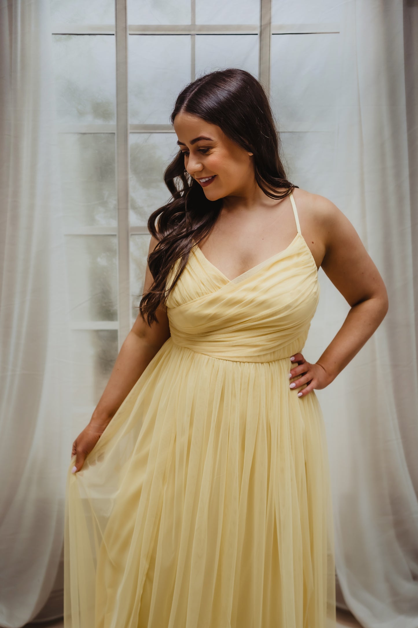 Anaya Yellow Cami Maxi Dress With Bow