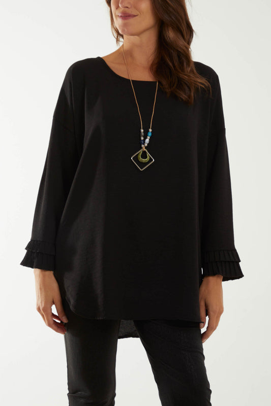 Square Neck Top With Frill Sleeve