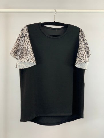 Malissa J Soft Jersey Floaty Sequin Sleeve Top