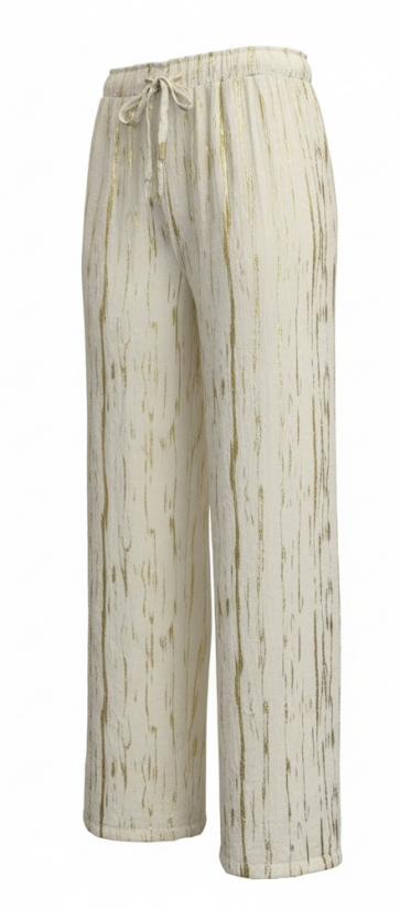 Malissa J Cream Gold Cream Drawstring Trousers