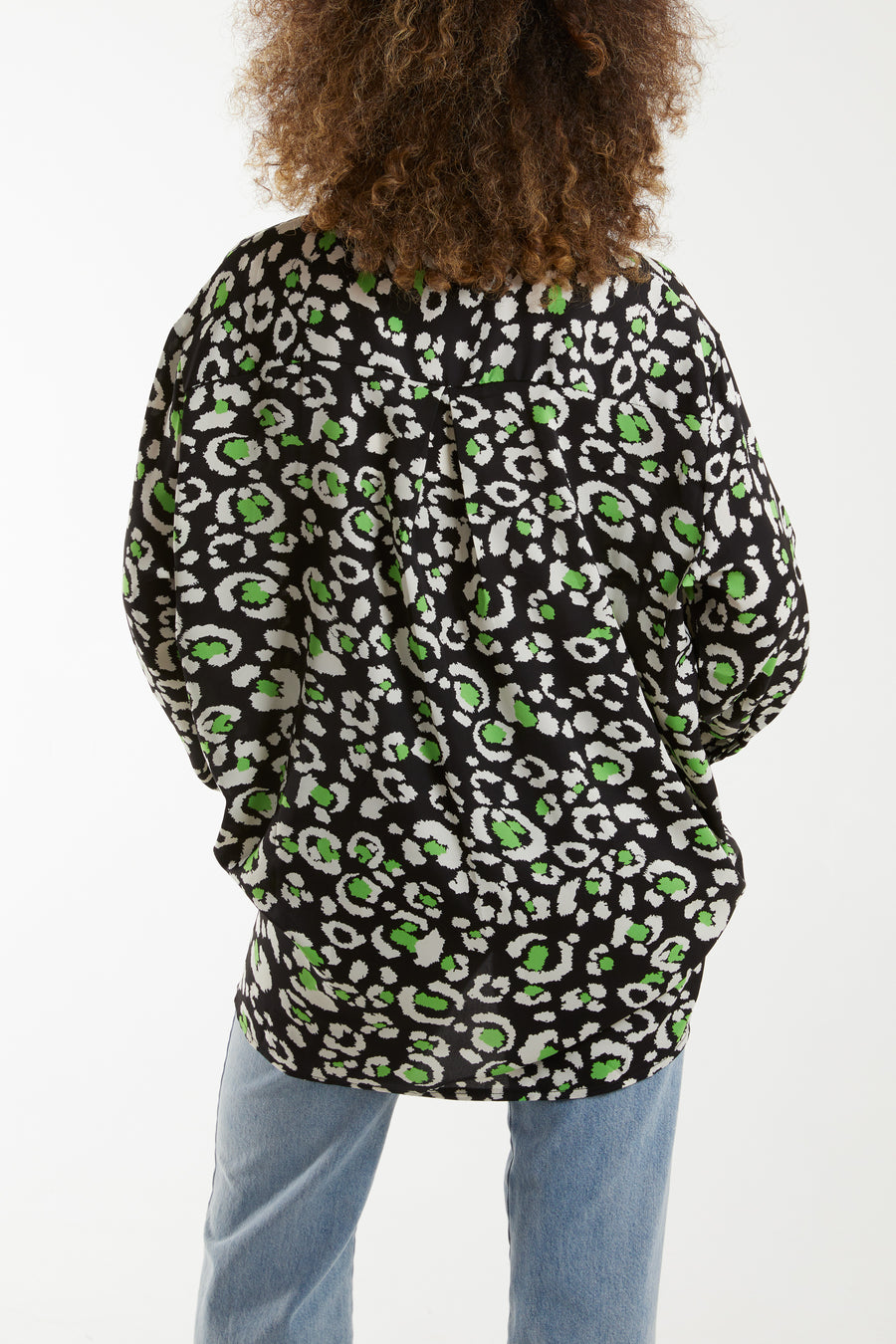 Green Leopard Print Button Shirt