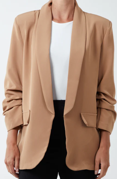 Ruched Sleeve Fitted Blazer