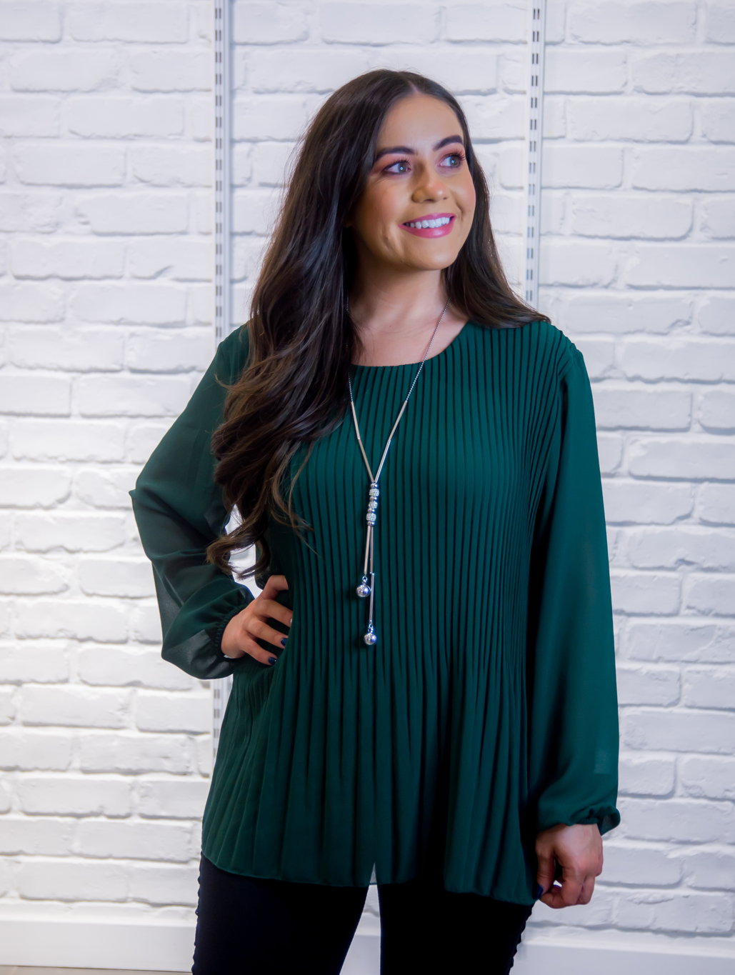 Pleat Top with Long Sleeve