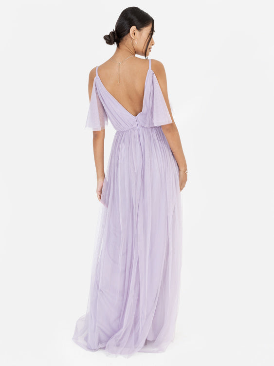 Anaya With Love Dusty Lilac Cold Shoulder Maxi Dress