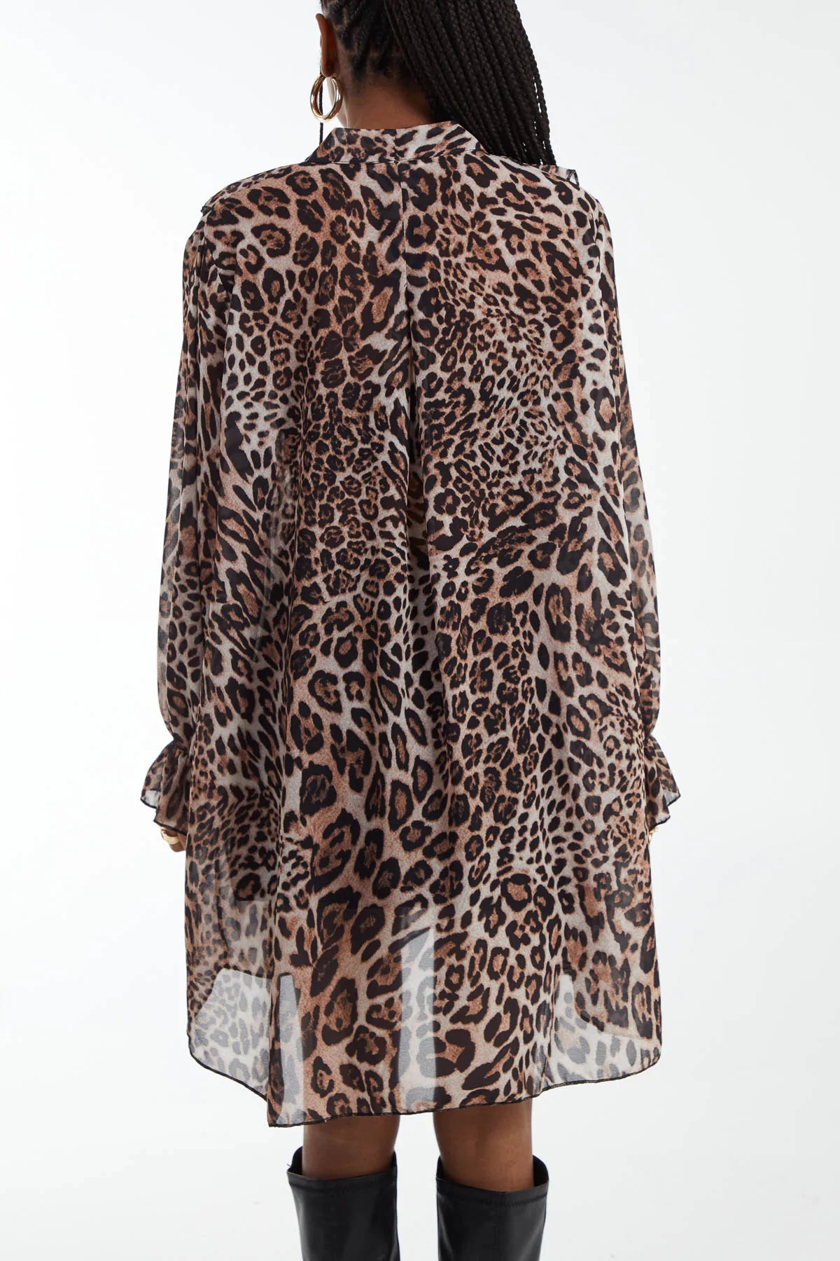 Chiffon Leopard Print Flounce Mini Dress