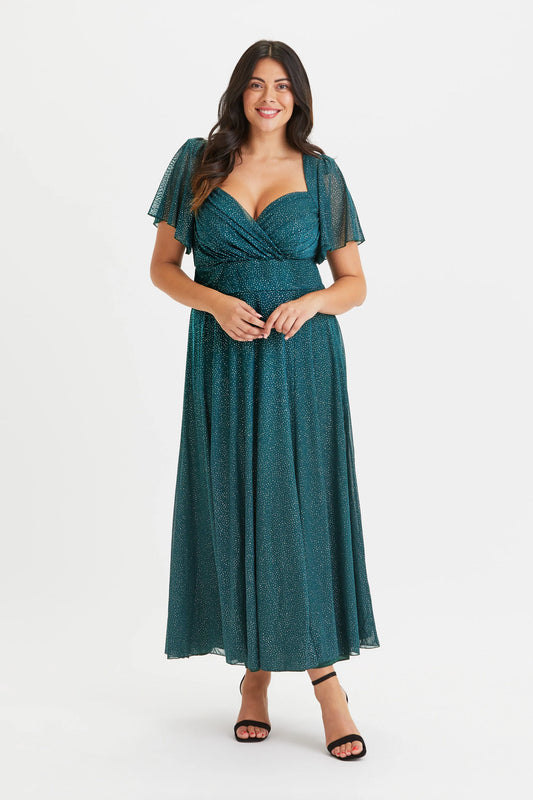 Scarlett & Jo Kemi Green Glitter Maxi Dress