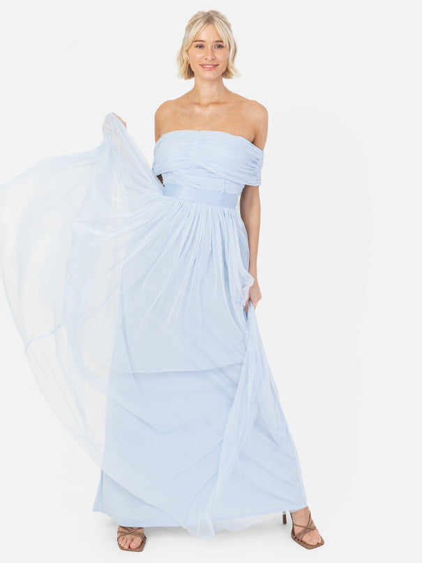 Anaya with Love Light Blue Bardot Maxi Dress