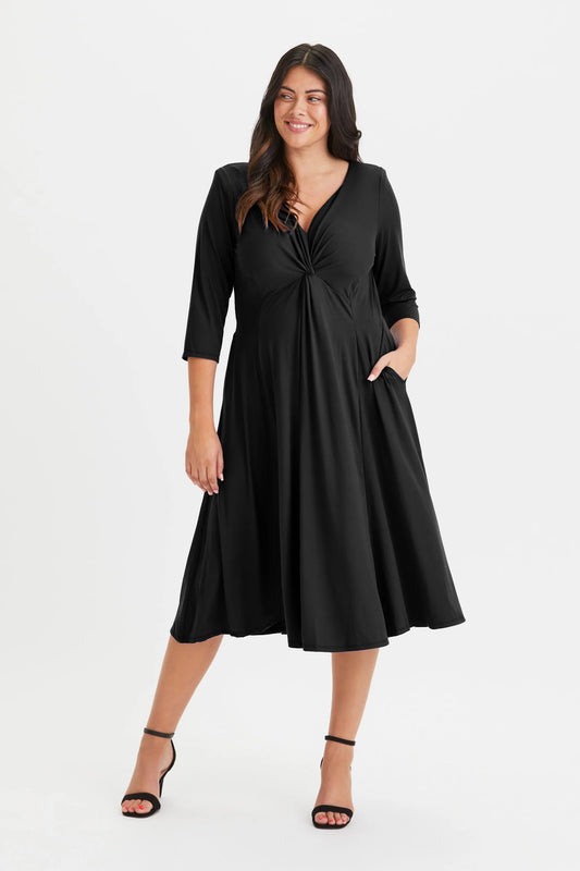 Scarlett & Jo Claudia Black Jersey Knot Front Dress